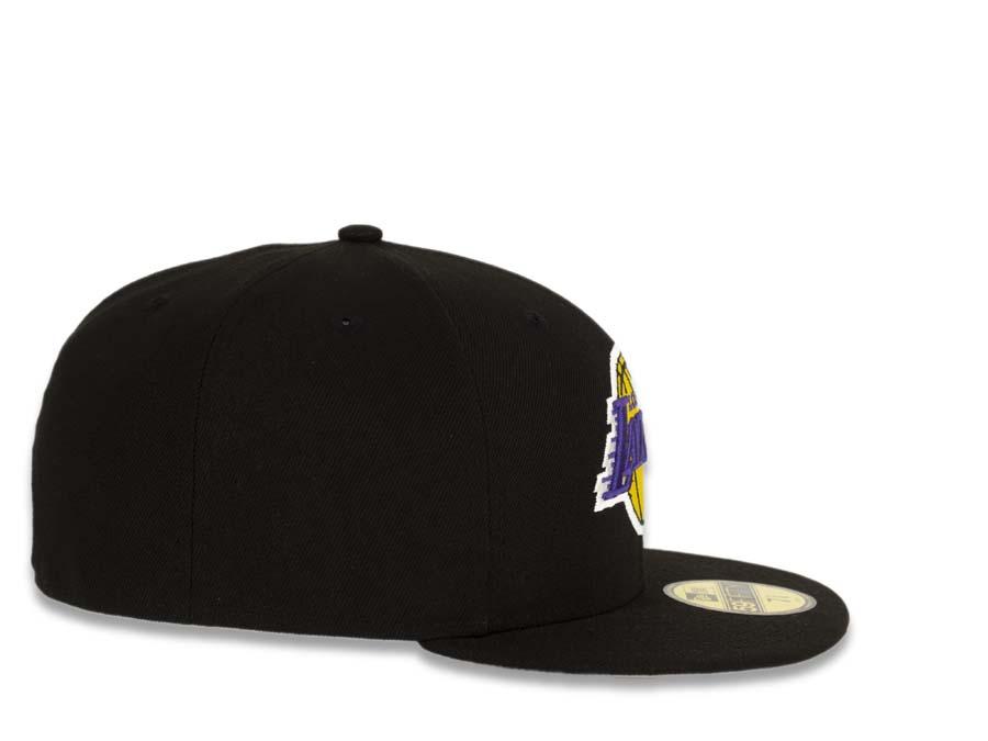 Los Angeles Lakers New Era NBA 59Fifty 5950 Fitted Cap Hat Black Crown/Visor Default Log with Palm Trees Taco Back Logo Gray UV