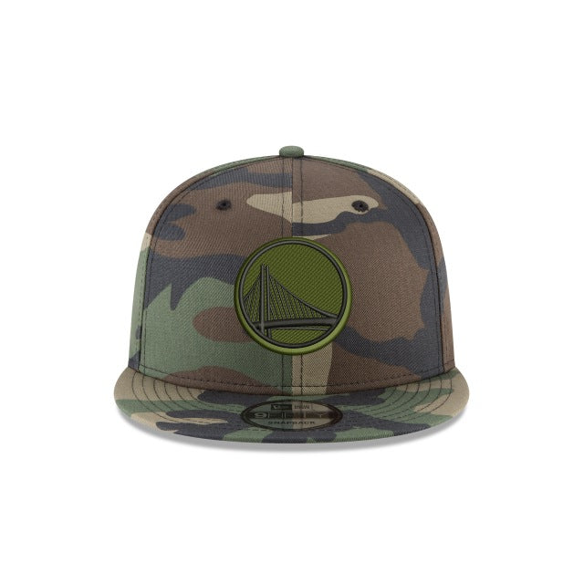 Golden State Warriors New Era NBA 9FIFTY 950 Snapback Cap Hat Camo Crown/Visor Black/Green Logo