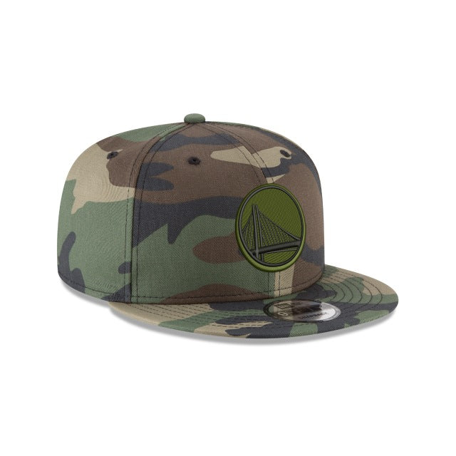 Golden State Warriors New Era NBA 9FIFTY 950 Snapback Cap Hat Camo Crown/Visor Black/Green Logo
