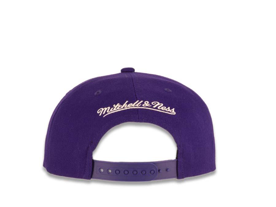 Los Angeles Lakers Mitchell & Ness NBA Snapback Purple Crown/Visor Deafult Logo with Flowers/Butterfly Gray UV (State Flower)
