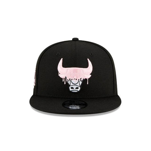 Chicago Bulls New Era NBA 9Fifty 950 Snapback Cap Hat Black Crown/Visor White/Pink Logo Pink UV (Team Drip)