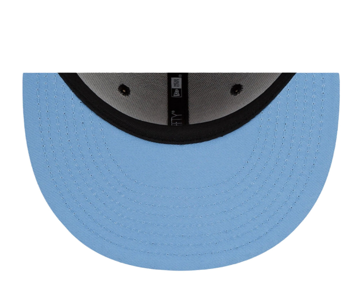 Brooklyn Nets New Era NBA 9FIFTY 950 Snapback Cap Hat Black Crown/Visor White With Flames Logo Sky Blue UV (Team Fire)