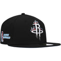 Houston Rockets New Era NBA 9FIFTY 950 Snapback Cap Hat Black Crown/Visor White With Flames Logo Sky Blue UV (Team Fire)