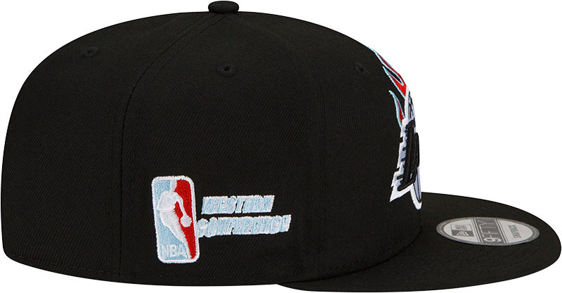 Los Angeles Lakers New Era NBA 9FIFTY 950 Snapback Cap Hat Black Crown/Visor White With Flames Logo Sky Blue UV (Team Fire)