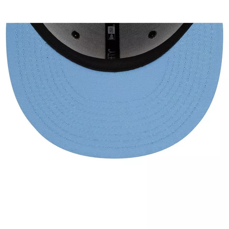 Miami Heat New Era NBA 9FIFTY 950 Snapback Cap Hat Black Crown/Visor White With Flames Logo Sky Blue UV (Team Fire)