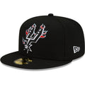 San Antonio Spurs New Era NBA 9FIFTY 950 Snapback Cap Hat Black Crown/Visor White With Flames Logo Sky Blue UV (Team Fire)