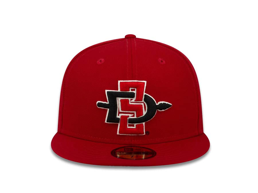 San Diego State Aztecs New Era College 59FIFTY 5950 Fitted Cap Hat Red Crown/Visor Team Color Logo