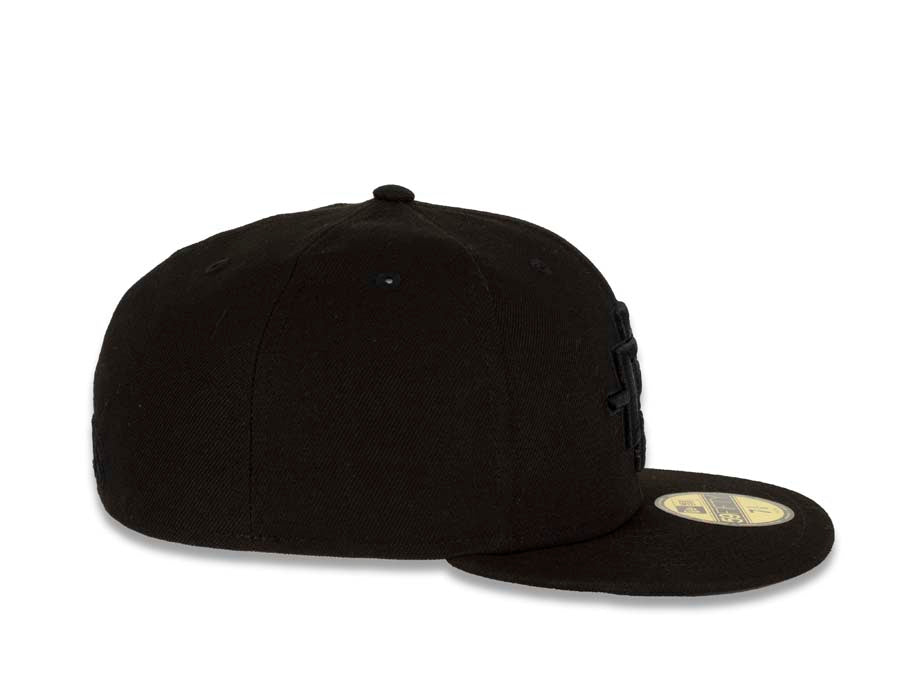 San Diego State Aztecs New Era College 59FIFTY 5950 Fitted Cap Hat Black Crown/Visor Black Logo (All Black/Black On Black)