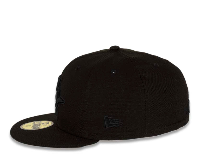 San Diego State Aztecs New Era College 59FIFTY 5950 Fitted Cap Hat Black Crown/Visor Black Logo (All Black/Black On Black)