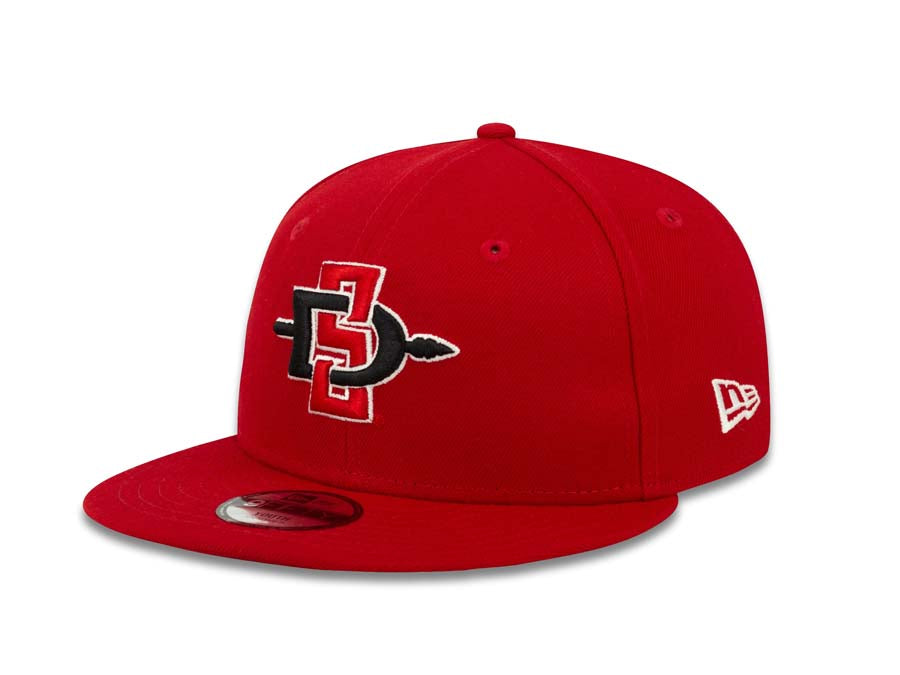 (Youth) San Diego State Aztecs New Era College 9FIFTY 950 Kid Snapback Cap Hat Red Crown/Visor Team Color Logo