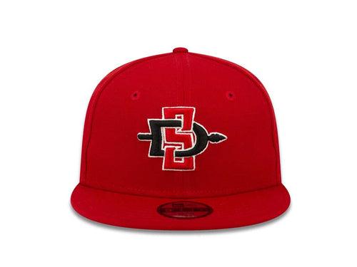 (Youth) San Diego State Aztecs New Era College 9FIFTY 950 Kid Snapback Cap Hat Red Crown/Visor Team Color Logo