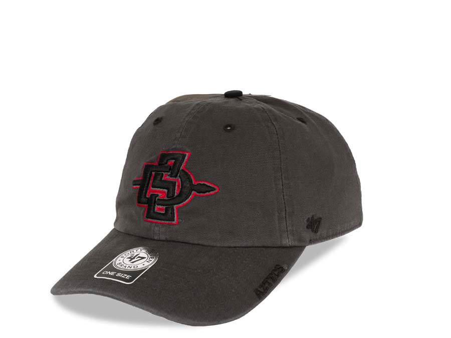 San Diego State Aztecs '47 Brand College Ice Clean Up Adjustable Cap Hat Dark Gray Crown/Visor Black/Red Logo