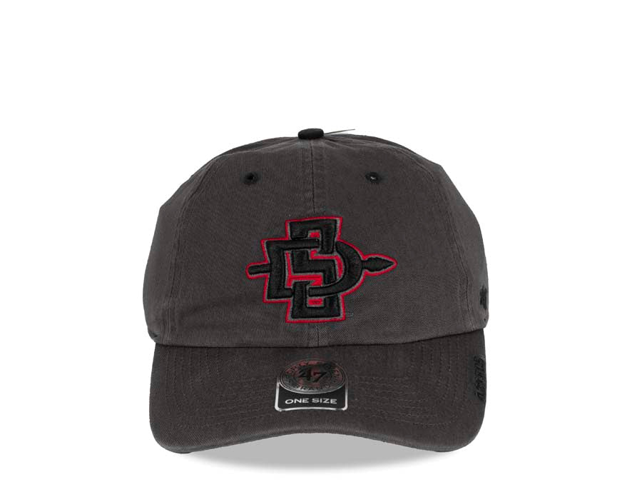 San Diego State Aztecs '47 Brand College Ice Clean Up Adjustable Cap Hat Dark Gray Crown/Visor Black/Red Logo