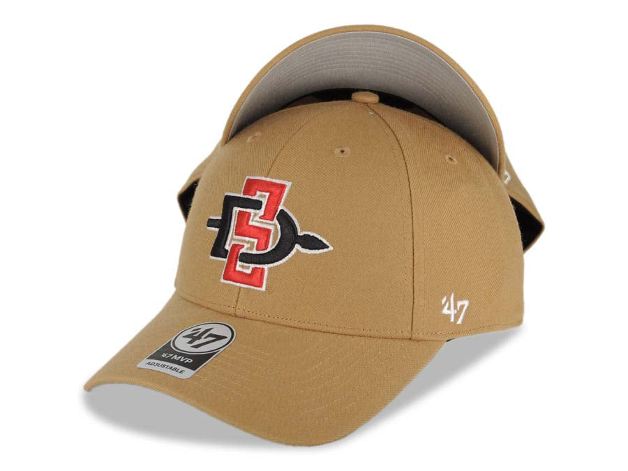 San Diego State Aztecs '47 Brand  NCAA MVP Adjustable Cap Hat Wheat Crown/Visor Red/Black/White Team Color Logo Gray UV