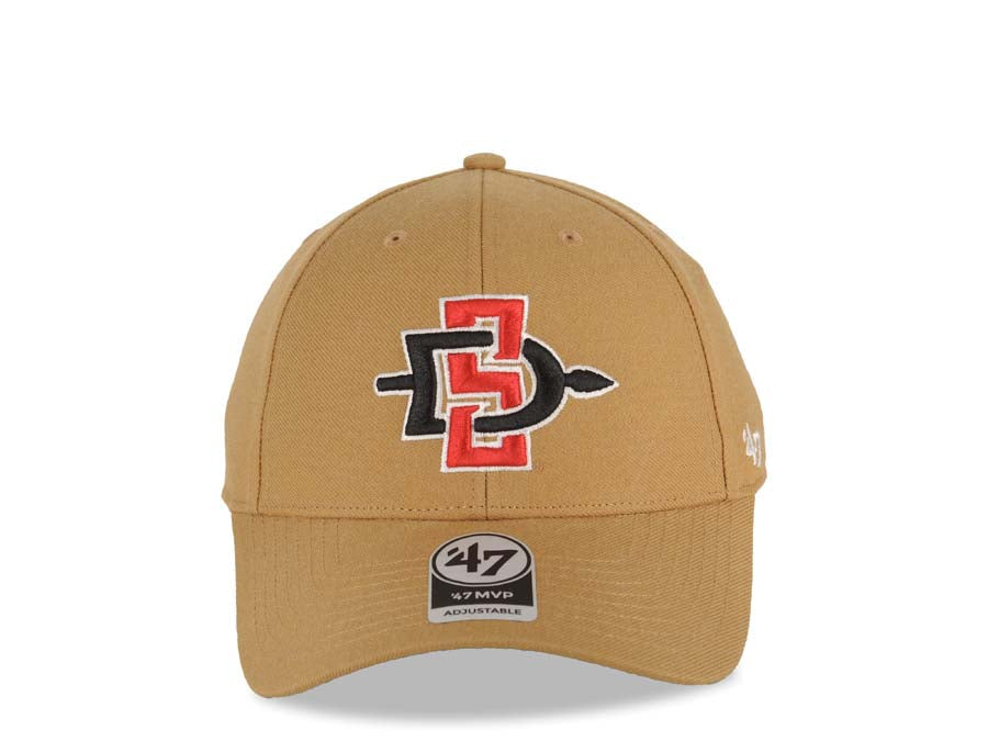 San Diego State Aztecs '47 Brand  NCAA MVP Adjustable Cap Hat Wheat Crown/Visor Red/Black/White Team Color Logo Gray UV