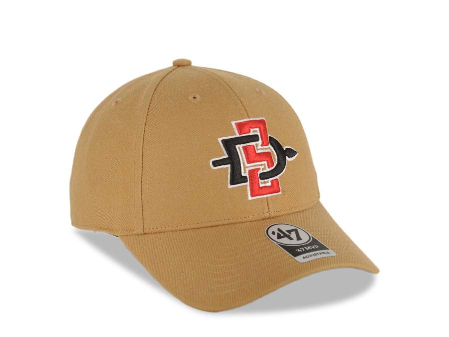 San Diego State Aztecs '47 Brand  NCAA MVP Adjustable Cap Hat Wheat Crown/Visor Red/Black/White Team Color Logo Gray UV