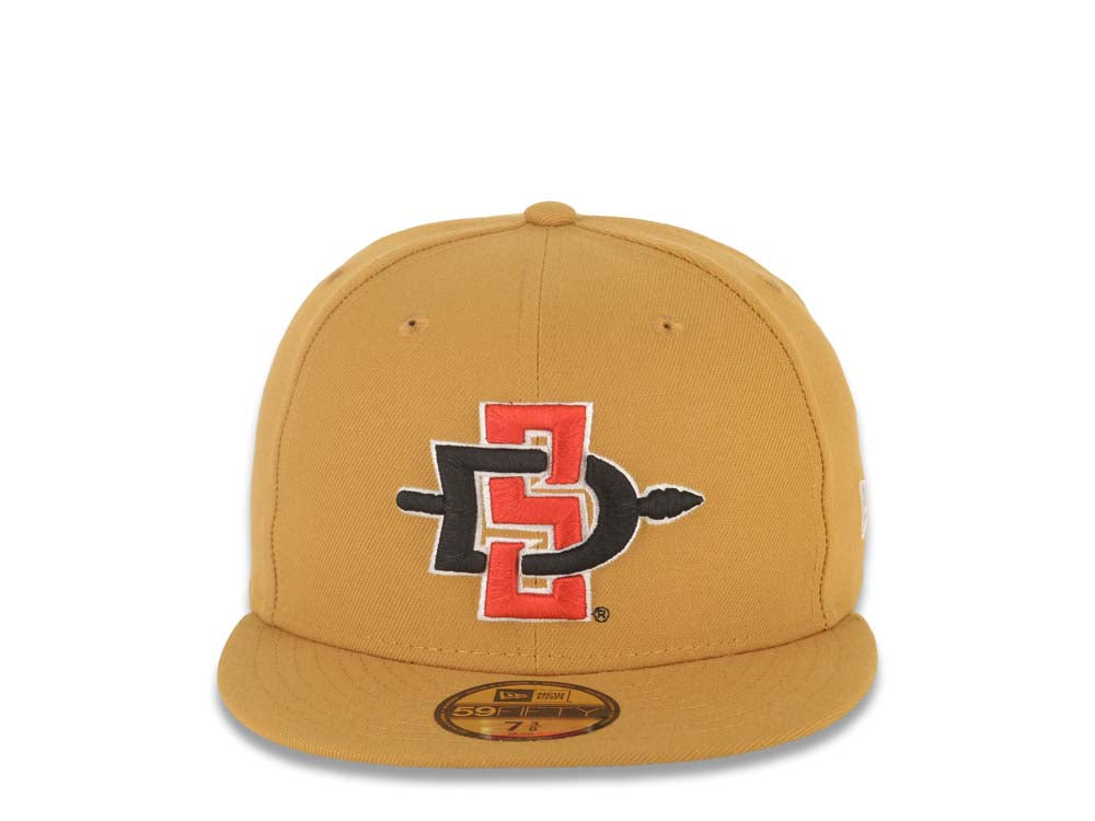 San Diego State Aztecs New Era NCAA 59FIFTY 5950 Fitted Cap Hat Tan Crown/Visor Team Color Logo Gray UV