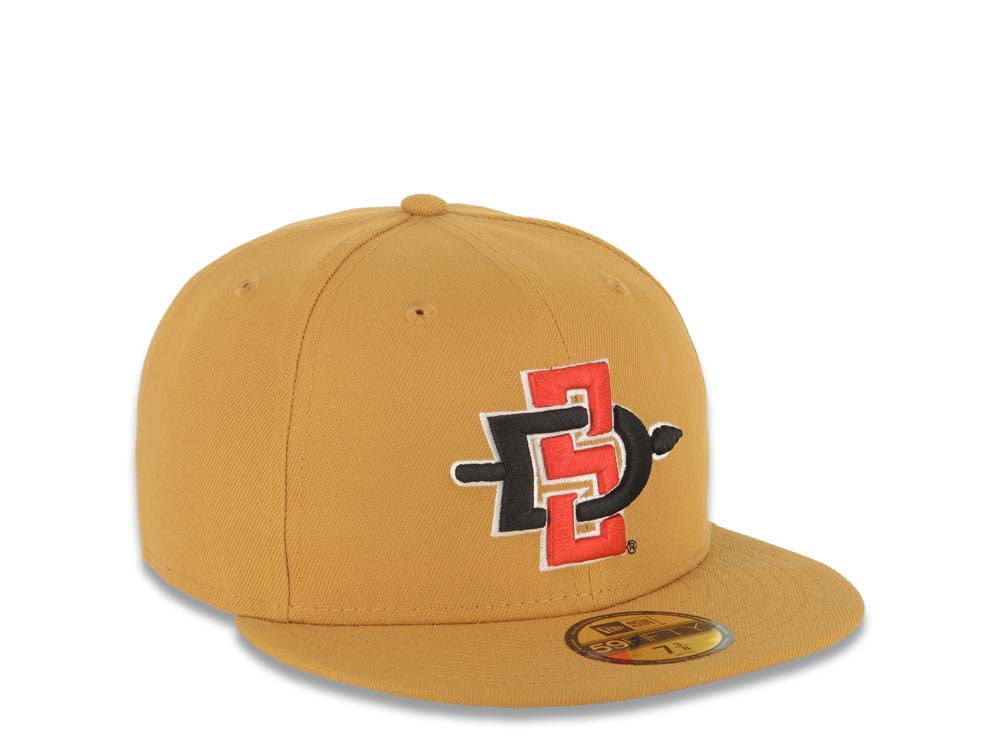 San Diego State Aztecs New Era NCAA 59FIFTY 5950 Fitted Cap Hat Tan Crown/Visor Team Color Logo Gray UV