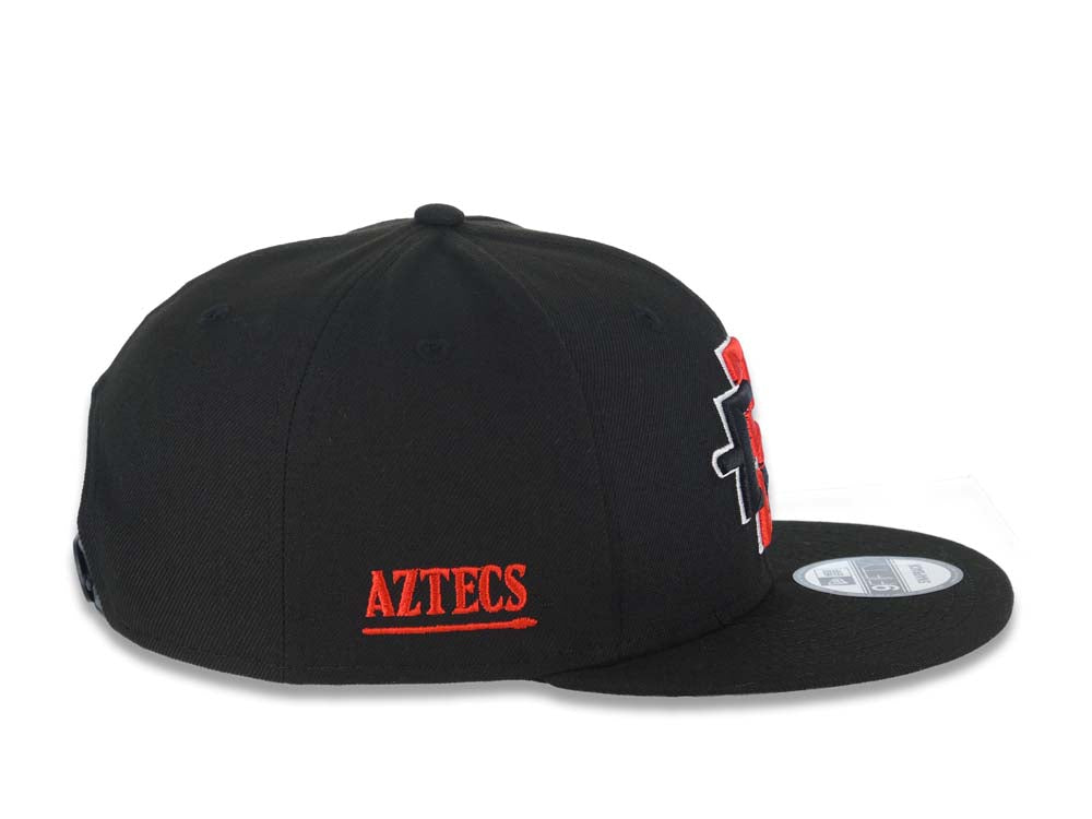 San Diego State Aztecs New Era NCAA 9FIFTY 950 Snapback Cap Hat Black Crown/Visor Team Color Logo Aztecs Side Patch Gray UV