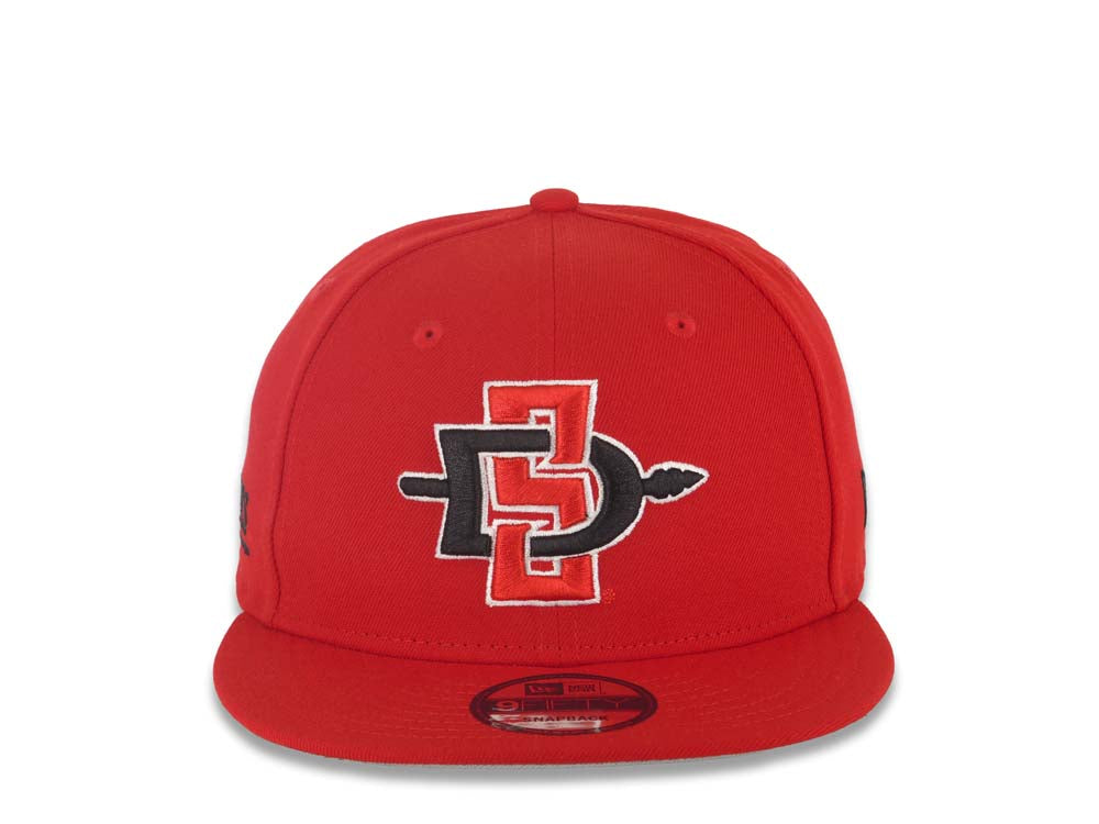 San Diego State Aztecs New Era NCAA 9FIFTY 950 Snapback Cap Hat Red Crown/Visor Team Color Logo Aztecs Side Patch Gray UV