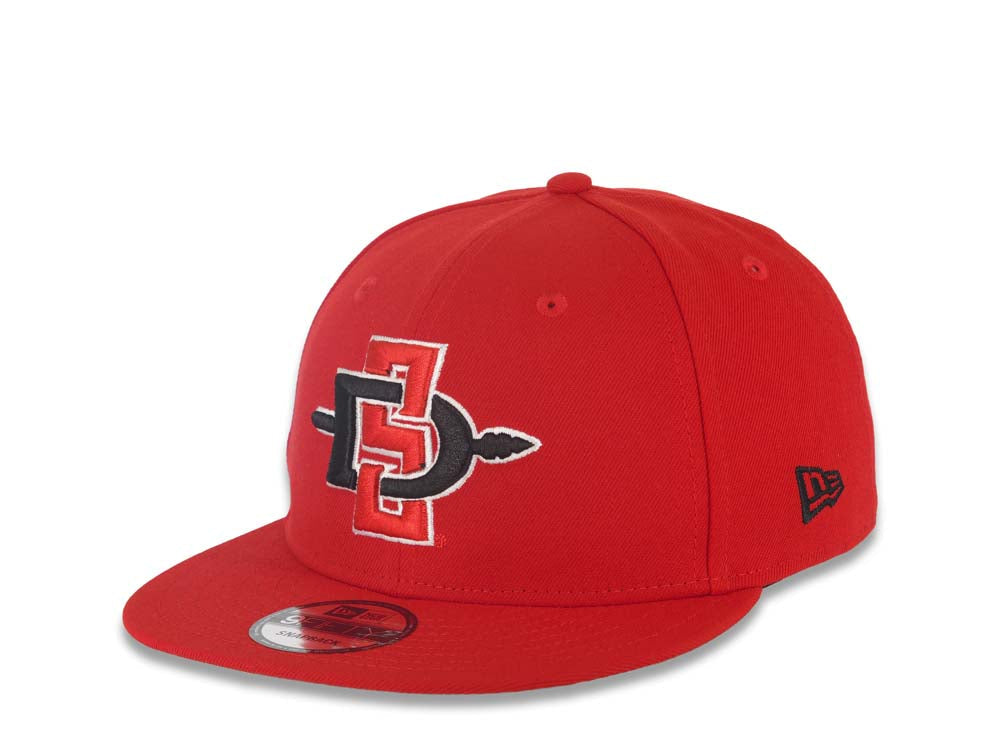 San Diego State Aztecs New Era NCAA 9FIFTY 950 Snapback Cap Hat Red Crown/Visor Team Color Logo Aztecs Side Patch Gray UV