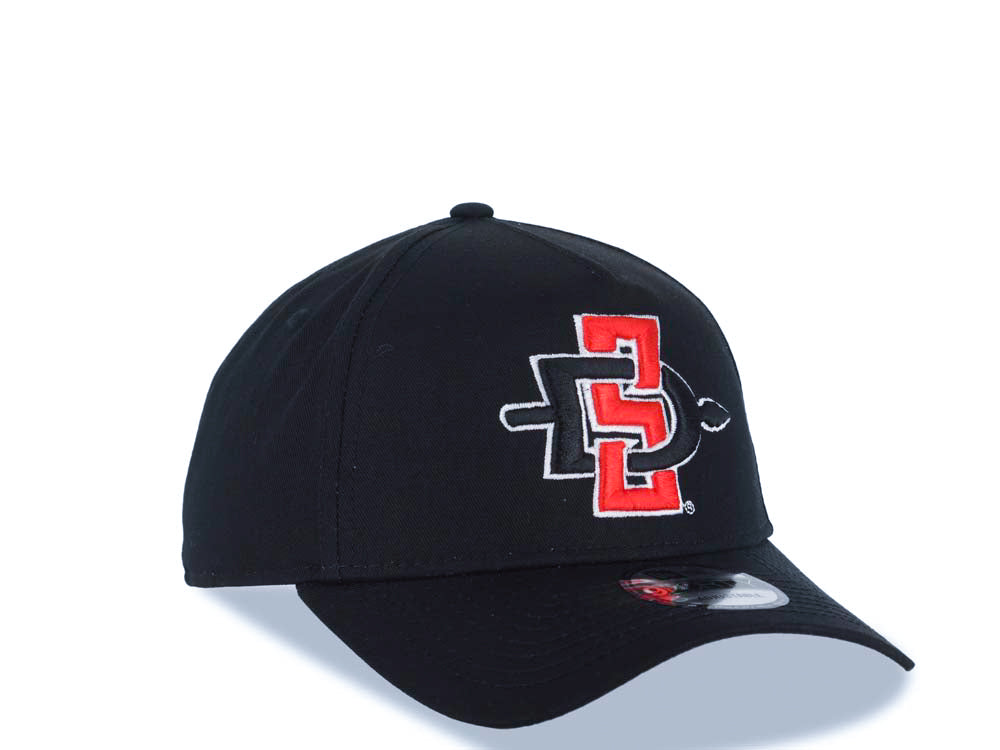 San Diego State Aztecs New Era NCAA 9FORTY 940 A-Frame Adjsutable Snapback Cap Hat Black Crown/Visor Team Color Logo Gray UV