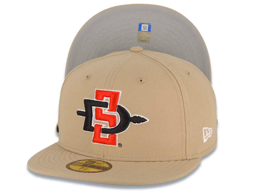 San Diego State Aztecs New Era NCAA 59FIFTY 5950 Fitted Cap Hat Khaki Crown/Visor Team Color Logo