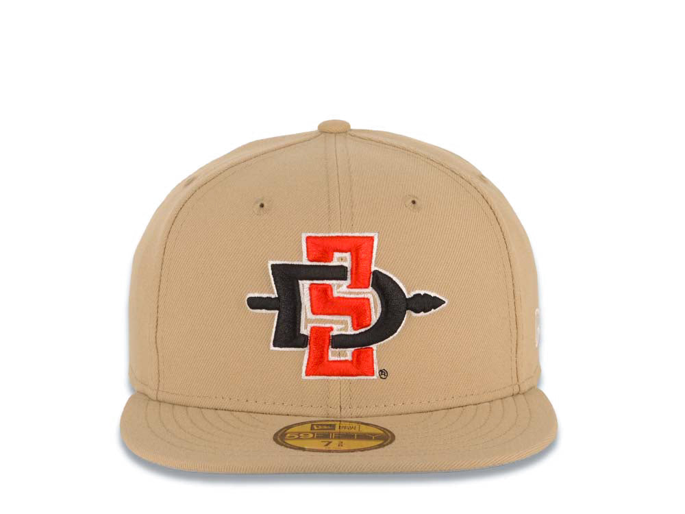 San Diego State Aztecs New Era NCAA 59FIFTY 5950 Fitted Cap Hat Khaki Crown/Visor Team Color Logo
