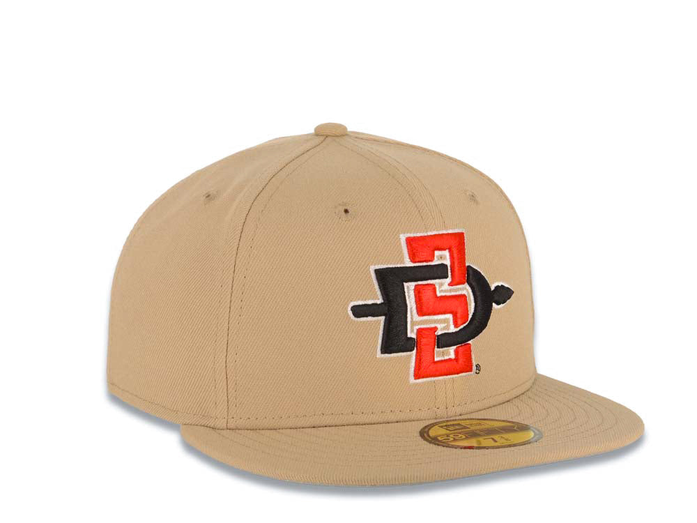 San Diego State Aztecs New Era NCAA 59FIFTY 5950 Fitted Cap Hat Khaki Crown/Visor Team Color Logo