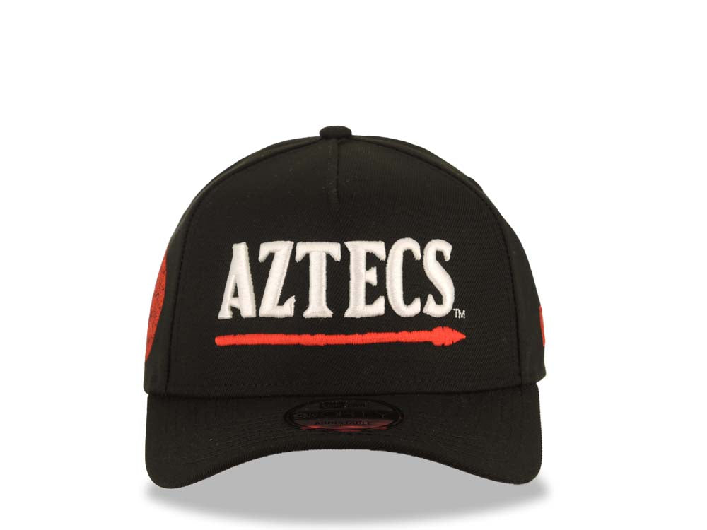 San Diego State Aztecs New Era NCAA 9FORTY 940 Adjustable A-Frame Cap Hat Black Crown/Visor White/Red Logo Aztec Calendar Side Patch Gray UV