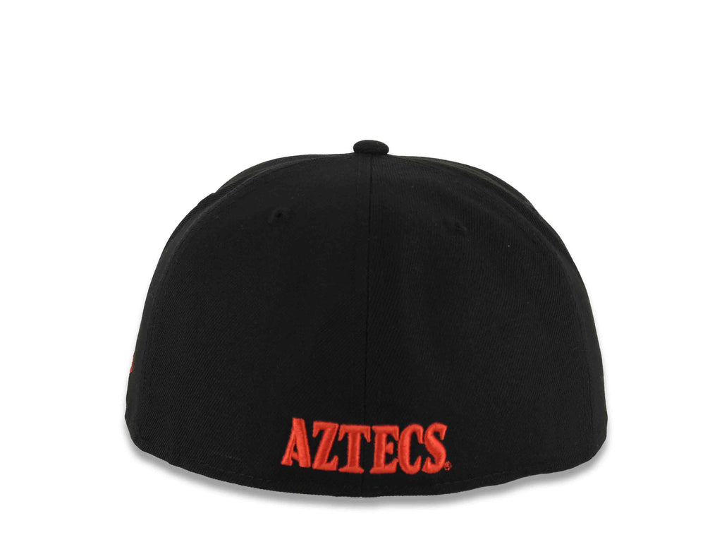 San Diego State Aztecs New Era NCAA 59FIFTY 5950 Fitted Cap Hat Black Crown/Visor Red Text/Script Logo Gray UV