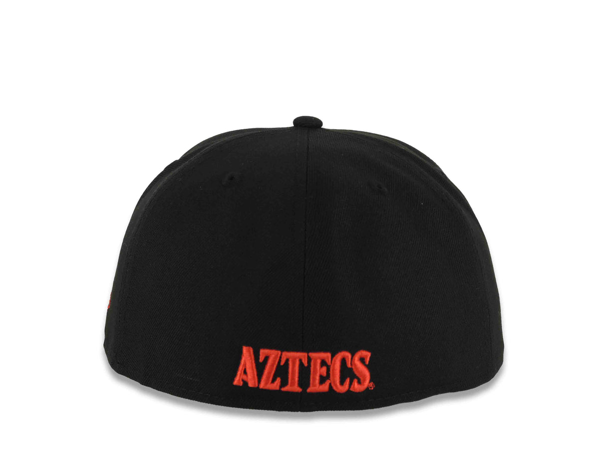 San Diego State Aztecs New Era NCAA 59FIFTY 5950 Fitted Cap Hat Black Crown/Visor Red Text/Script Logo Gray UV