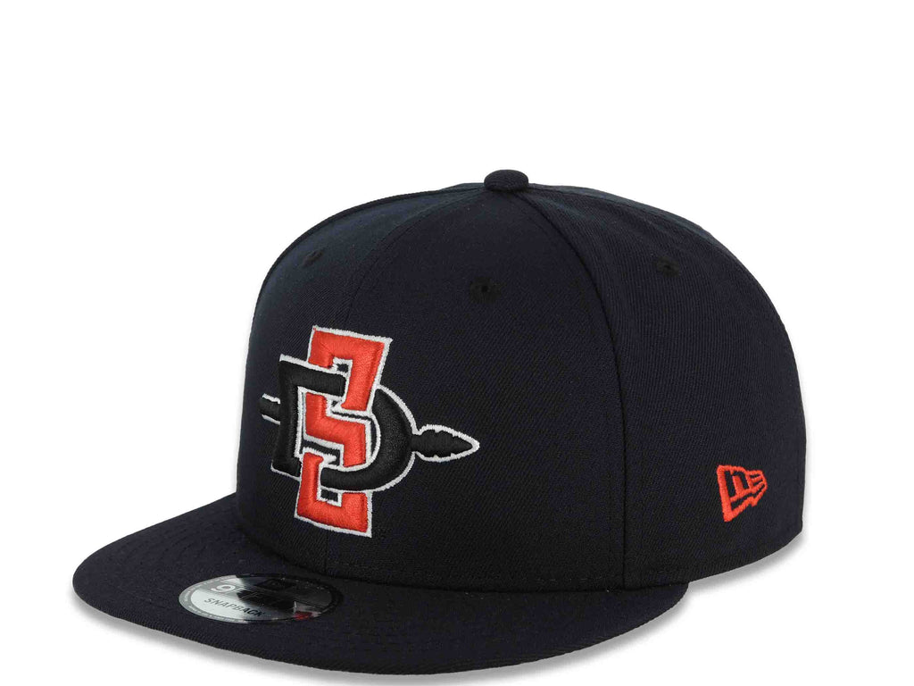 San Diego State Aztecs New Era NCAA 9FIFTY 950 Snapback Cap Hat Black Crown/Visor Team Color Logo 2023 Final Four Houston Side Patch Gray UV