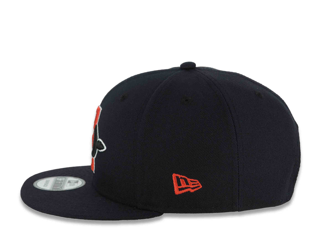 San Diego State Aztecs New Era NCAA 9FIFTY 950 Snapback Cap Hat Black Crown/Visor Team Color Logo 2023 Final Four Houston Side Patch Gray UV