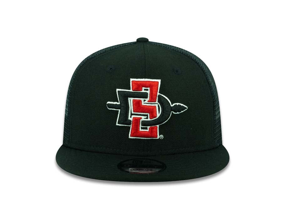 San Diego State Aztecs New Era College 9FIFTY 950 Snapback Cap Hat Mesh Trucker Black Crown/Visor Team Color Logo