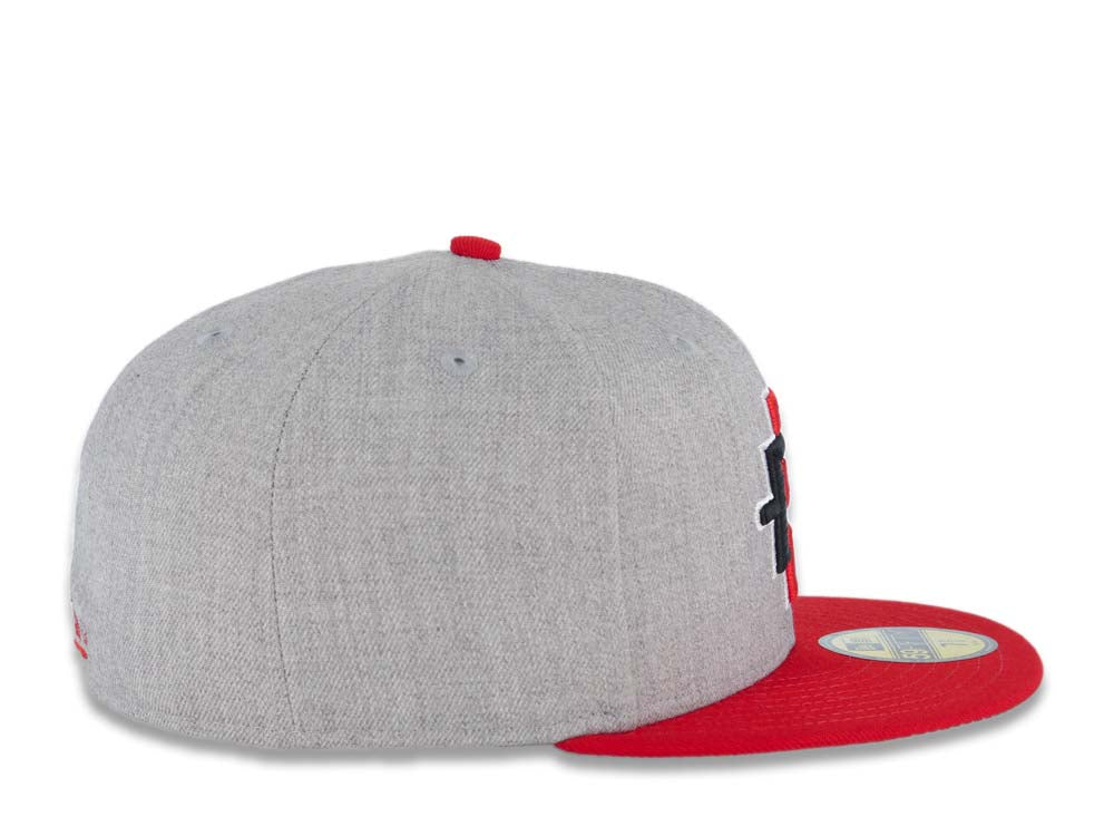 San Diego State Aztecs New Era NCAA 59FIFTY 5950 Fitted Cap Hat Heather Gray Crown Red Visor Team Color Logo