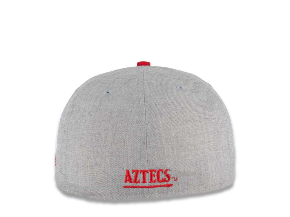San Diego State Aztecs New Era NCAA 59FIFTY 5950 Fitted Cap Hat Heather Gray Crown Red Visor Team Color Logo