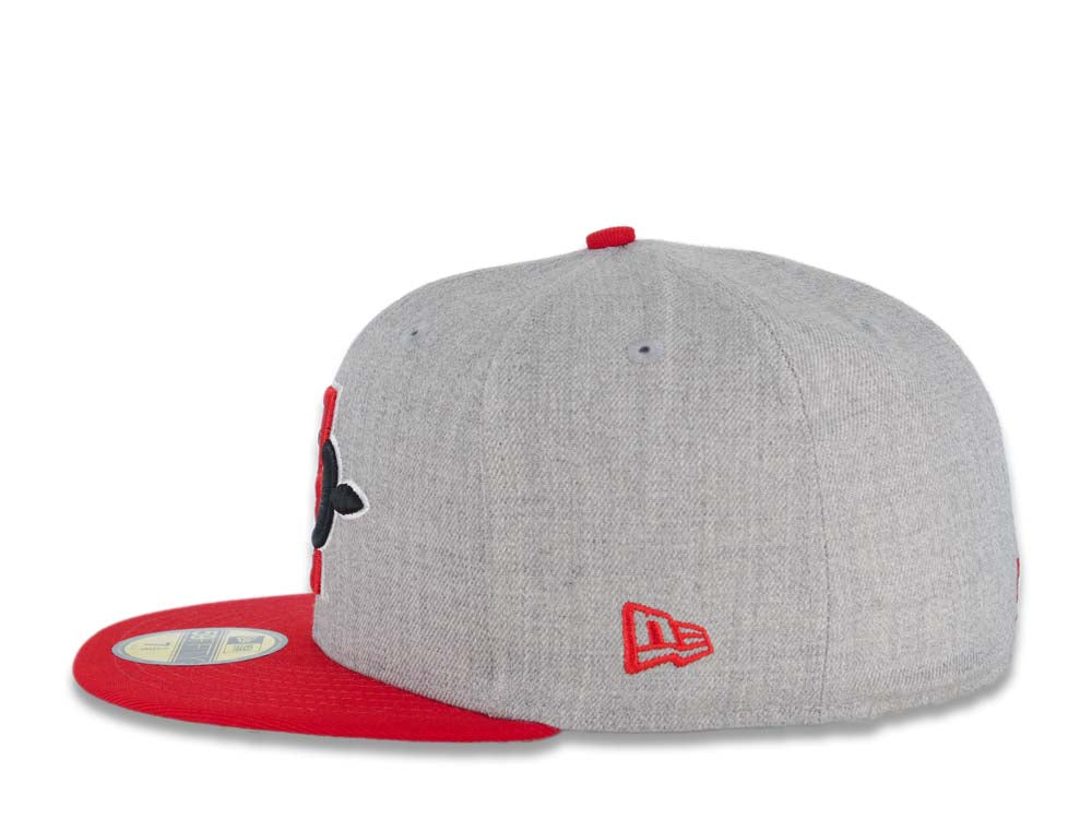 San Diego State Aztecs New Era NCAA 59FIFTY 5950 Fitted Cap Hat Heather Gray Crown Red Visor Team Color Logo