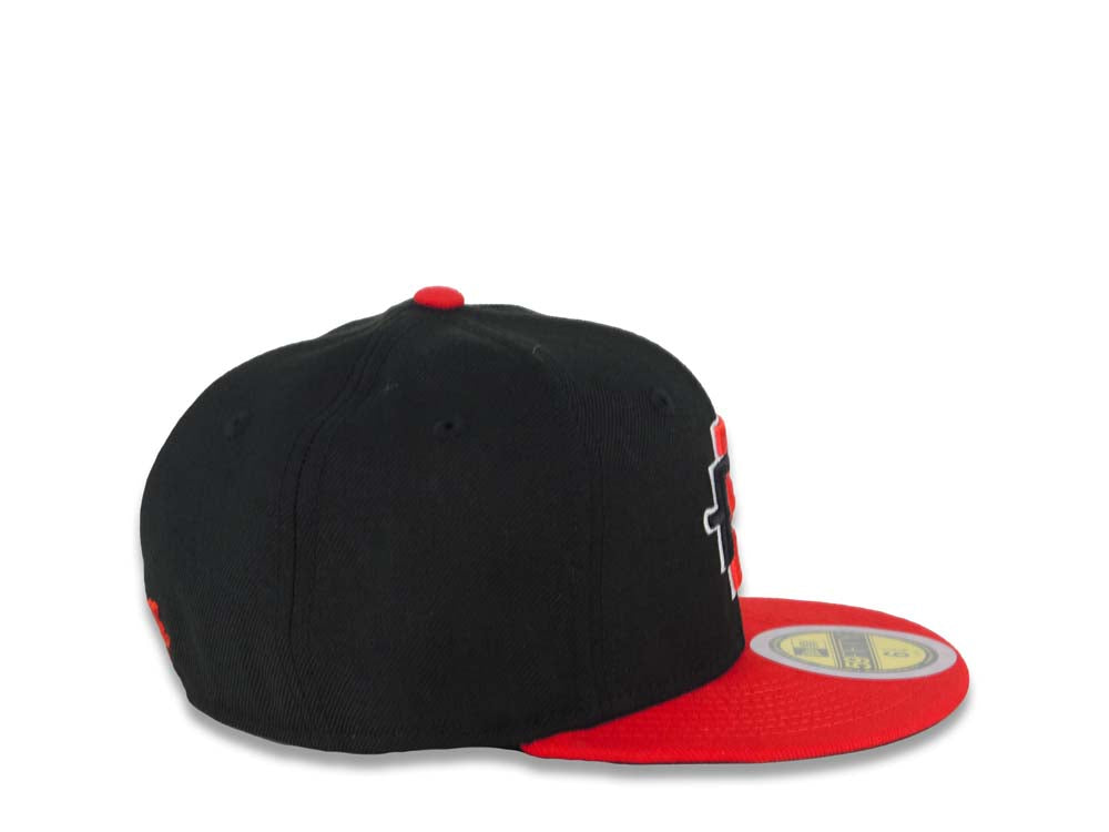 (Youth) San Diego State Aztecs New Era NCAA 59FIFTY 5950 Kid Fitted Cap Hat Black Crown Red Visor Team Color Logo