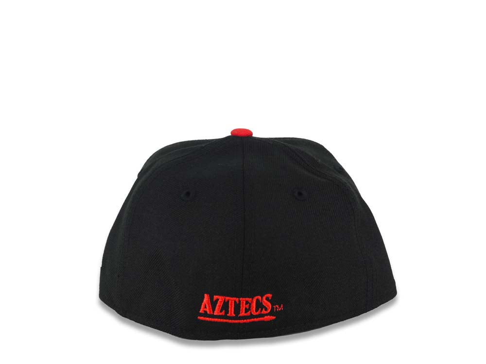 (Youth) San Diego State Aztecs New Era NCAA 59FIFTY 5950 Kid Fitted Cap Hat Black Crown Red Visor Team Color Logo