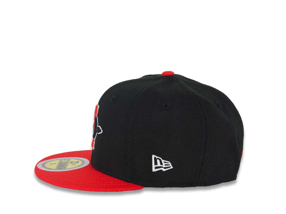 (Youth) San Diego State Aztecs New Era NCAA 59FIFTY 5950 Kid Fitted Cap Hat Black Crown Red Visor Team Color Logo