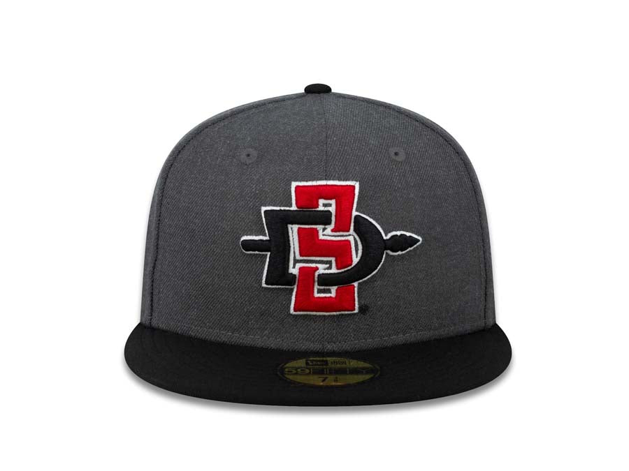 San Diego State Aztecs New Era College 59FIFTY 5950 Fitted Cap Hat Dark Gray Crown Black Visor Team Color Logo
