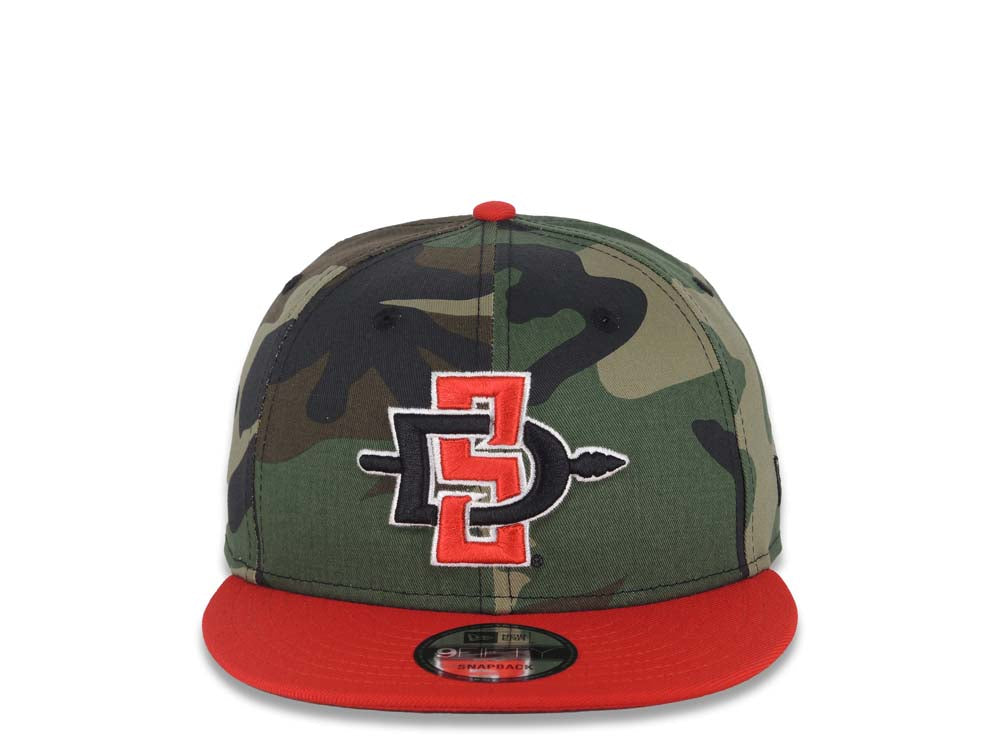 San Diego State Aztecs New Era NCAA 9FIFTY 950 Snapback Cap Hat Camo Crown Red Visor Team Logo