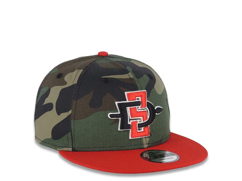 San Diego State Aztecs New Era NCAA 9FIFTY 950 Snapback Cap Hat Camo Crown Red Visor Team Logo