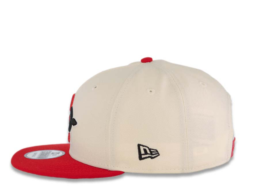 San Diego State Aztecs New Era NCAA 9FIFTY 950 Snapback Cap Hat Cream Crown Red Visor Red/Black/White Team Color Logo Cream UV