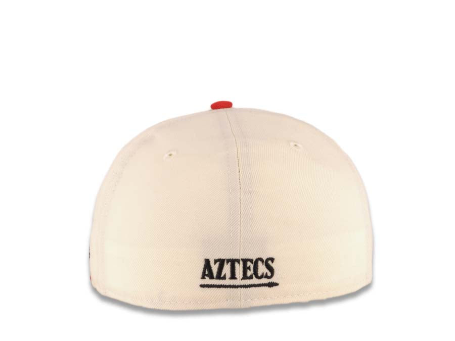 San Diego State Aztecs New Era NCAA 59FIFTY 5950 Fitted Cap Hat Cream Crown Red Visor Black/Red Logo Cream UV