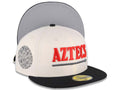 San Diego State Aztecs New Era NCAA 59FIFTY 5950 Fitted Cap Hat Cream Crown Black Visor Red/Black Text Logo Aztec Calendar Side Patch