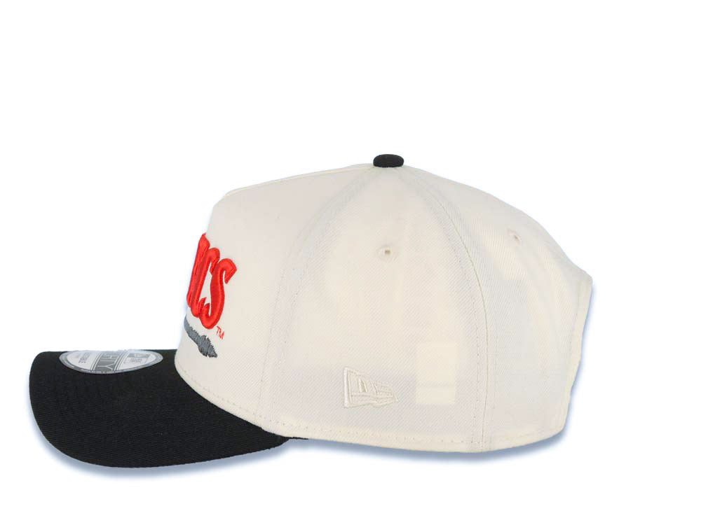 San Diego State Aztec New Era 9FORTY 940 Adjustable A-Frame Cap Hat Cream Crown Black Visor Red Logo Aztec Calendar Side Patch