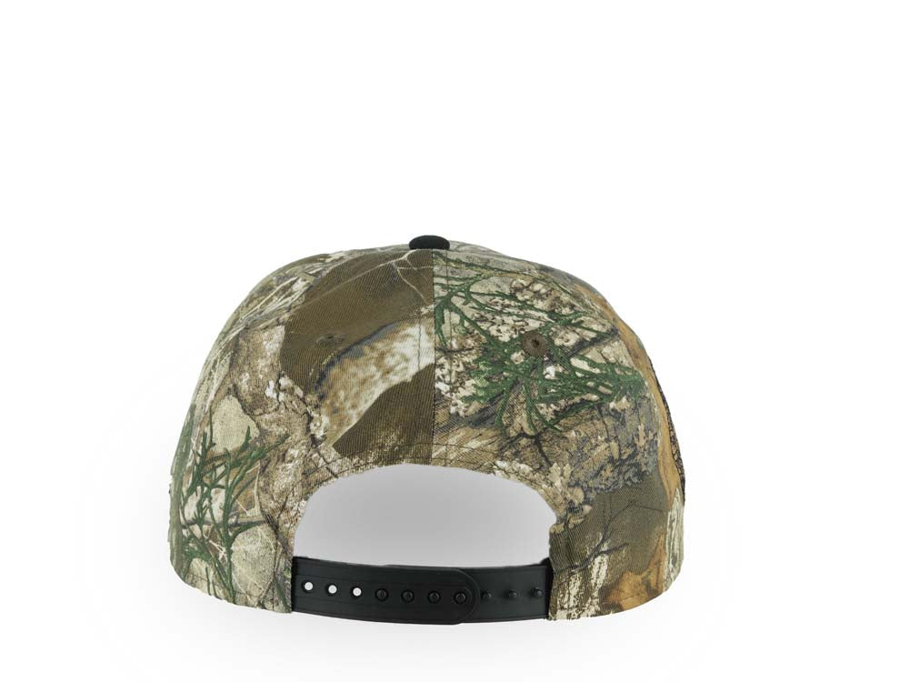 San Diego State Aztecs New Era NCAA 9FORTY 940 Adjustable A-Frame Cap Hat Real Tree Edge Camo Crown Black Visor Team Color Logo Aztec Calendar Side Patch