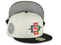 San Diego State Aztecs New Era NCAA 59FIFTY 5950 Fitted Cap Hat Cream Crown Black Visor Team Color Logo Aztec Calendar Side Patch